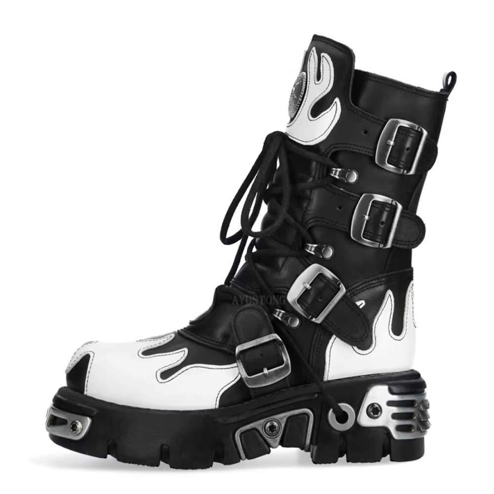 Men'S Accessories Leather - Mode Nieuwe Heren Vlam Metal Goth
