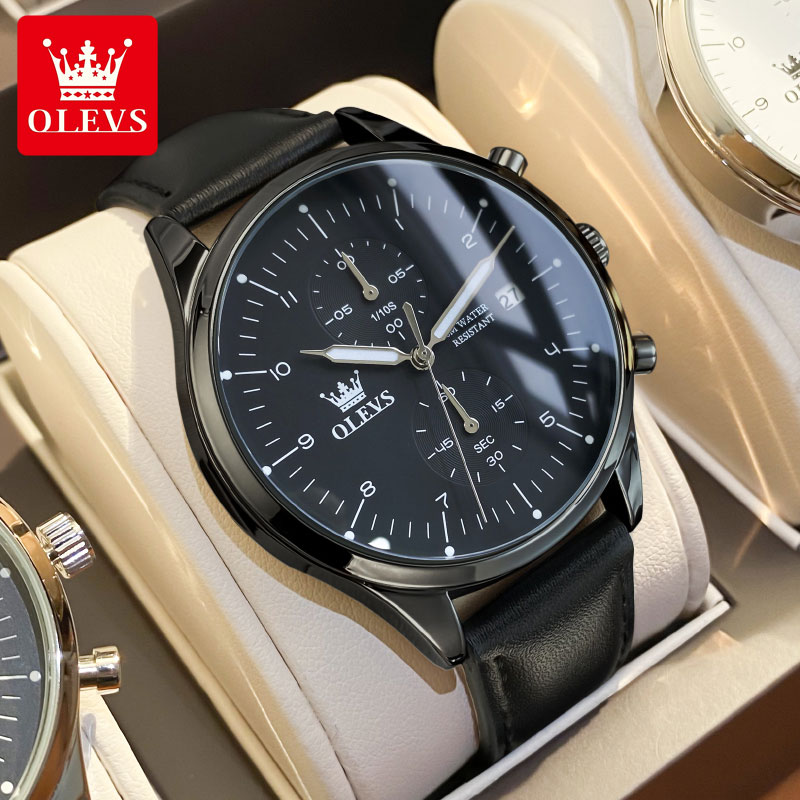 Men'S Accessories Leather - OLEVS 2880 Casual Herenhorloge Chronograaf 30M