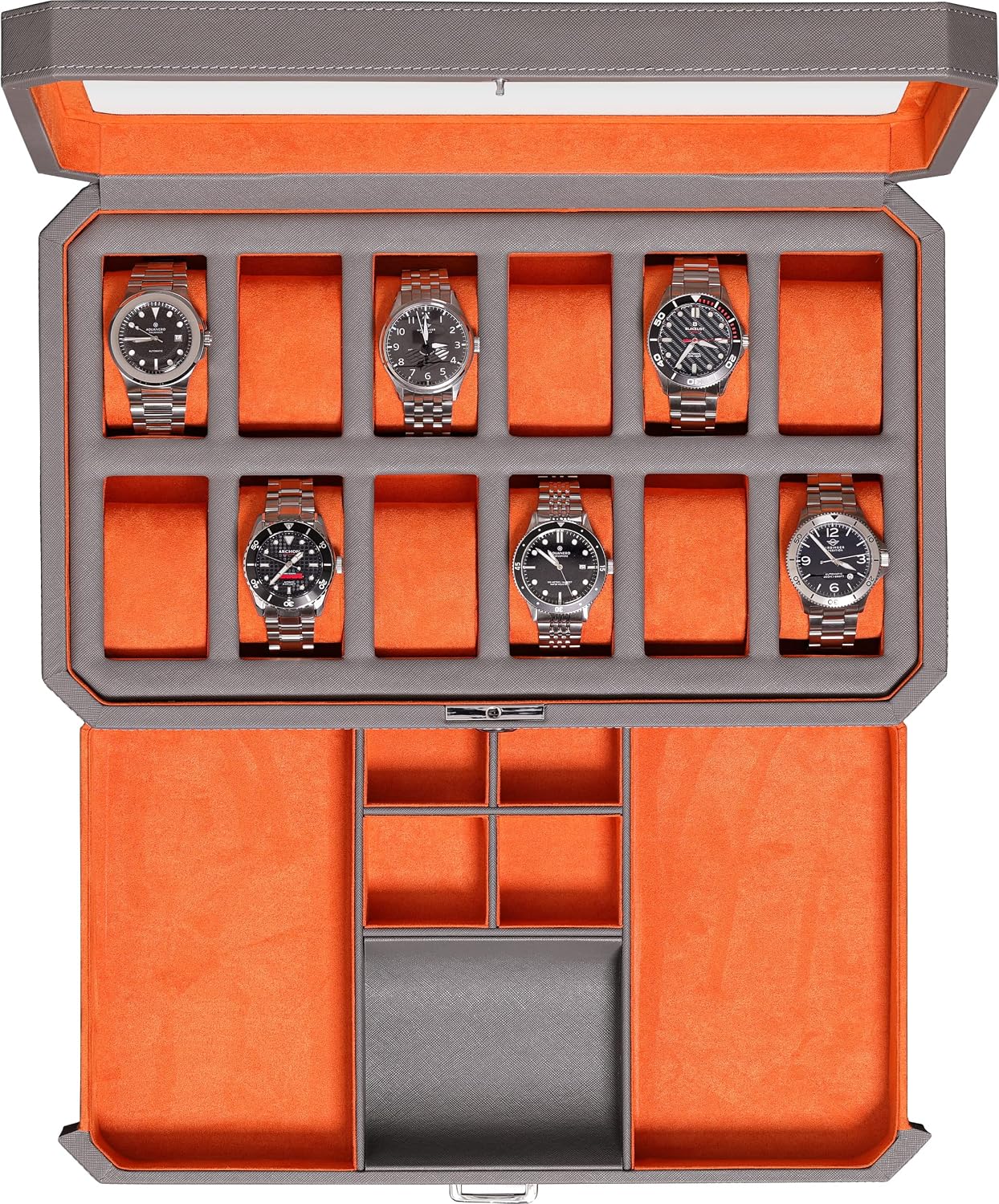 Men'S Accessories Watches - 12-vakken lederen horlogekist met opberglade -