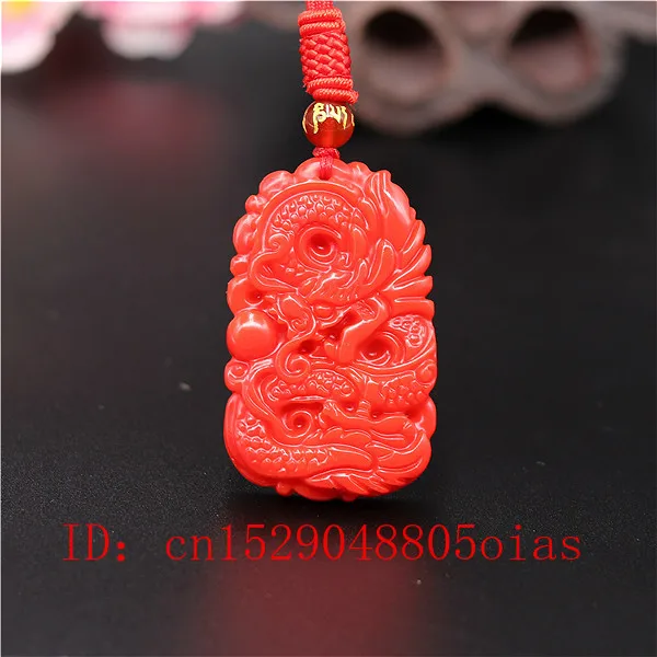 Men Accessories Pendant - Natuurlijke Rode Koraal Jade Stone Dragon