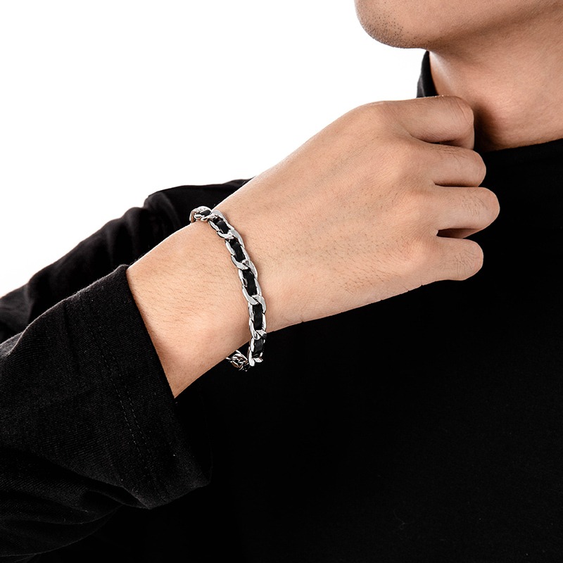 Trendy titanium stalen leren a - Men'S Accessories High End recensie en prijs