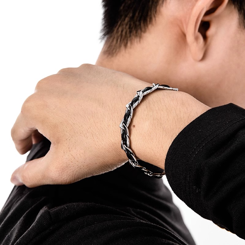 Trendy titanium stalen leren a - Men'S Accessories High End recensie en prijs