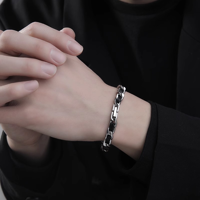 Trendy titanium stalen leren a - Men'S Accessories High End recensie en prijs